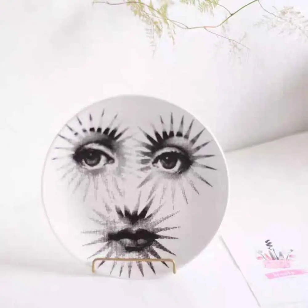 Milan rosenthal Piero fornasetti 8 дюймов керамическая обеденная тарелка блюдо десертная тарелка для закуски тарелка для торта украшение подвесная тарелка - Цвет: 5
