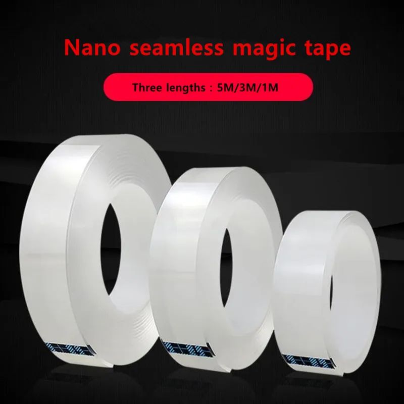 1/2/3/5m многоразовые Nano лента липучка Magic Tape двухсторонняя самоклеящаяся снимается