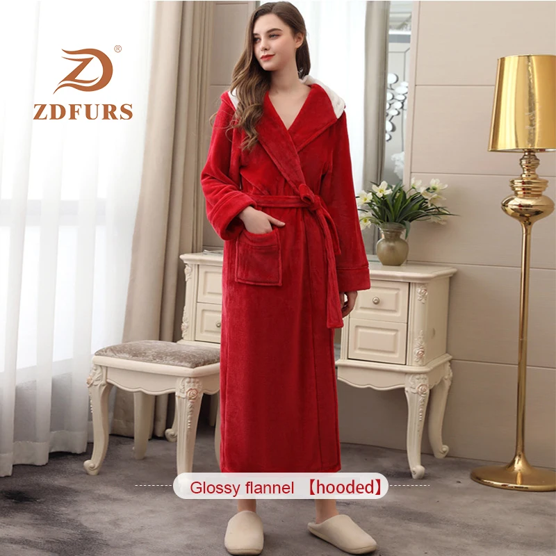 ZDFURS* зимний длинный фланелевый Халат большого размера 100 кг, утепленный теплый халат для женщин, женские длинные кимоно для мужчин