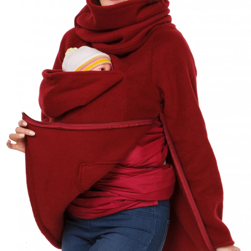 

RICORIT Kangaroo Hoodie Baby Carrier Bag Thicken Hoodies Women Pregnancy Baby Holder Outwear Winter Warm Matermity Sweatshirt