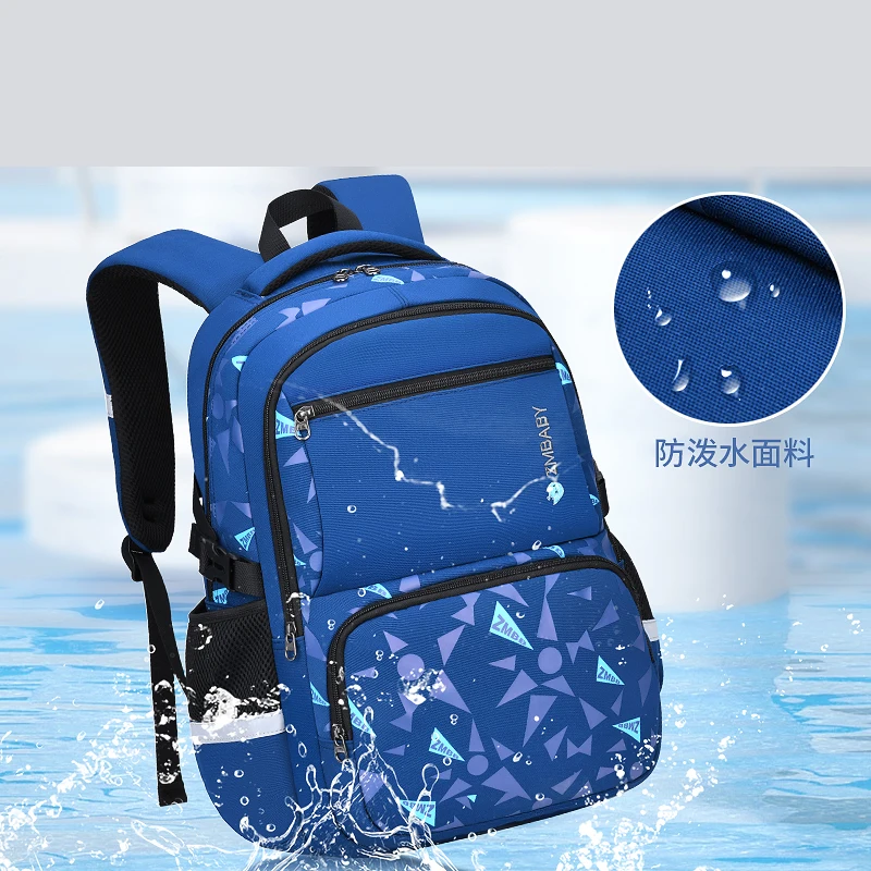 Boys Backpack Orthopedics Kids School Bags Geometric Print Elementary School Bookbags Nylon Waterproof Girls Daypack Mochilas