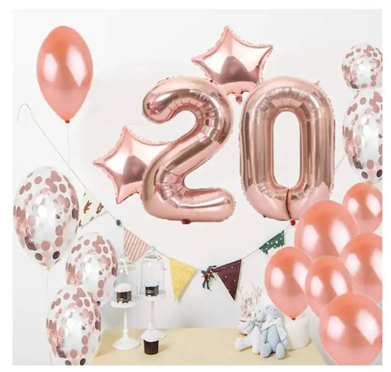 23 шт. 20th Number Happy birthday party Decoraions Kids Globos 20 день Рождения Розовое Золото воздушный шар