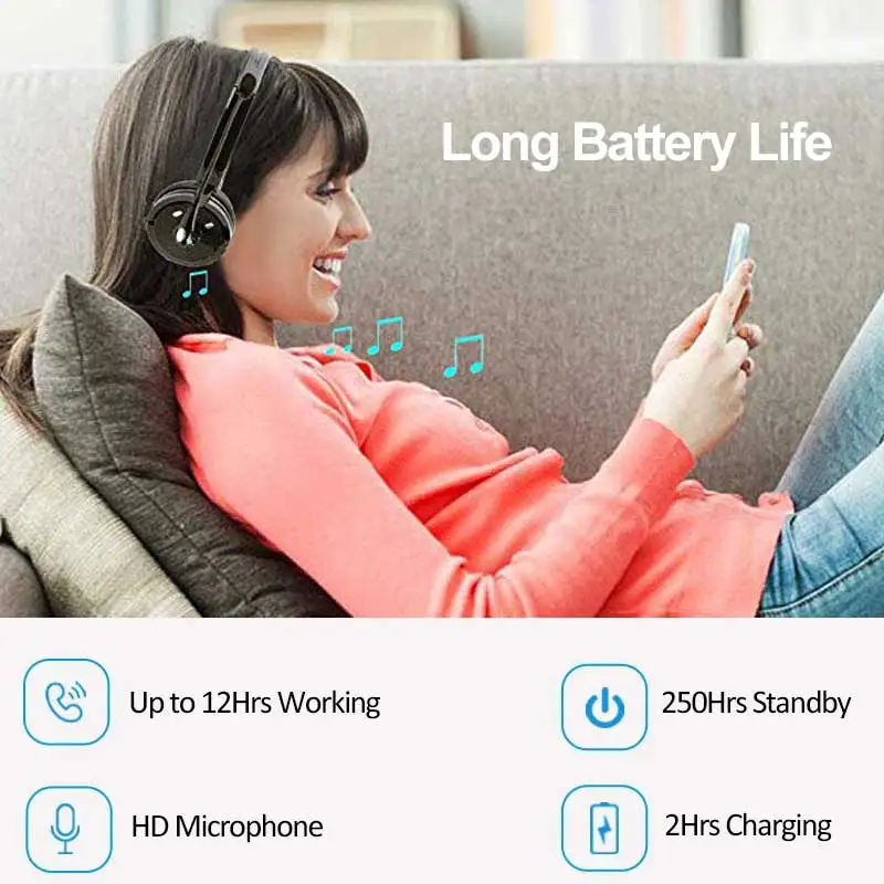 Call Center Bluetooth Headset Over Head Wireless Double Ear Phone Noise Cancelling Headphone for Skype Truck Car Drivers Office |