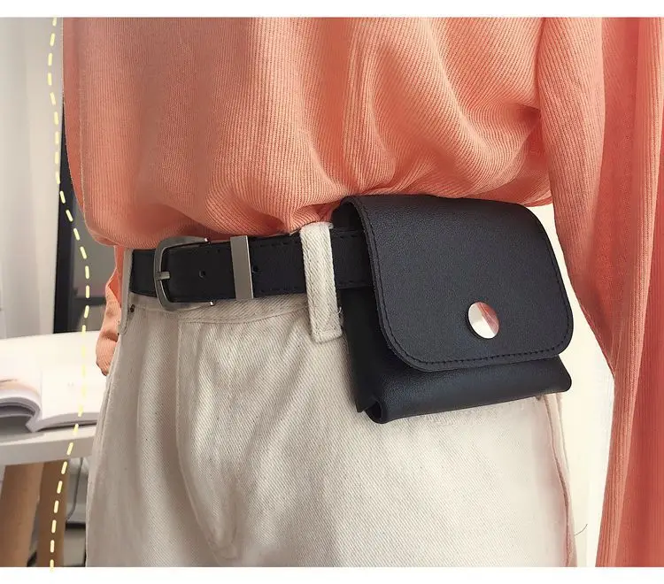 

Boyfriend Faux Leather Belts For Women Oval Pin Buckle Waist Belt With Wallet Black Coats Sweaters Jeans Dresses Waistband