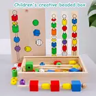Деревянная красочная палочка в форме бисера, набор блоков, нитка, игрушки для детей, развивающие игрушки Монтессори для малышей, 2 года, игрушки, подарки