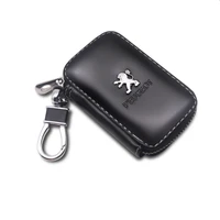 leather car key cover storage case shell wallet for peugeot logo 206 207 307 301 308 408 3008 508 car accessories