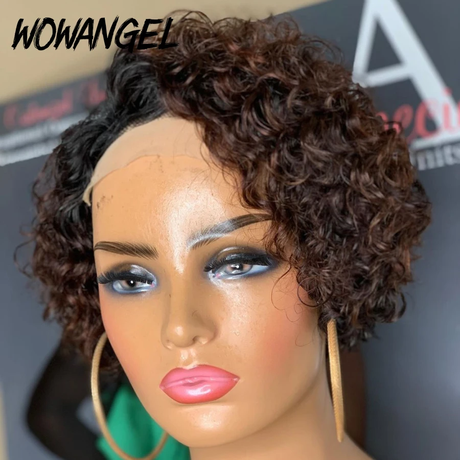 

Pixie Cut wig Human Hair Ombre Brown Preplucked 250% Lace Front Human Hair Wigs Curly Human Hair Wig Remy Lace Closure Wig