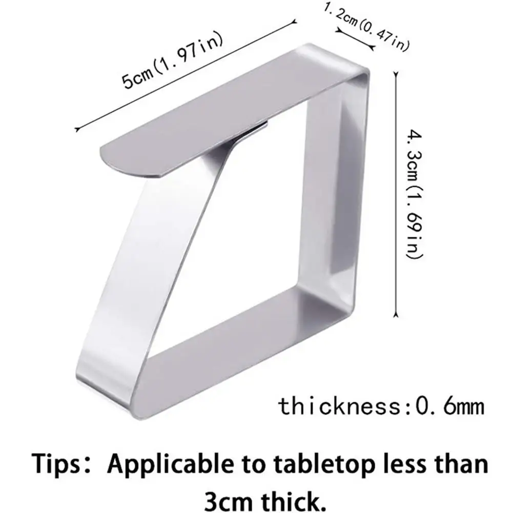 

8pcs Stainless Steel Anti-slip Tablecloth Clamps Outdoor Party Wedding Picnic Supplies Promenade Table Cover Holder Fixing Clips