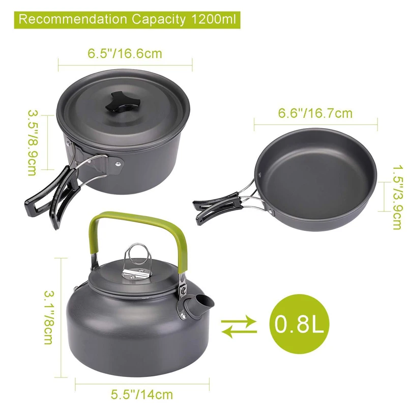 

Ultra-Light Aluminum Alloy Teapot Set Pot Combination Outdoor Cookware Teapot Picnic Tableware Portable Foldable Cookware Set
