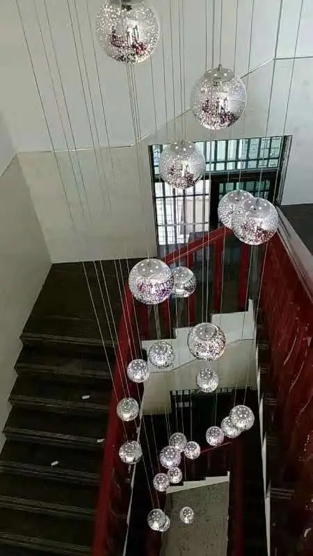 売る ノベルティ 3D ミラーガラス玉のペンダントライトリビングルームモダンなライトヴィラスパイラルサスペンション照明器具ガラス G4 Led 光沢