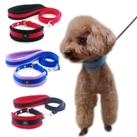 dog collar leash adjustable mesh breathable collar lead dog cat collar reflective padded leash for puppy small medium large dogs