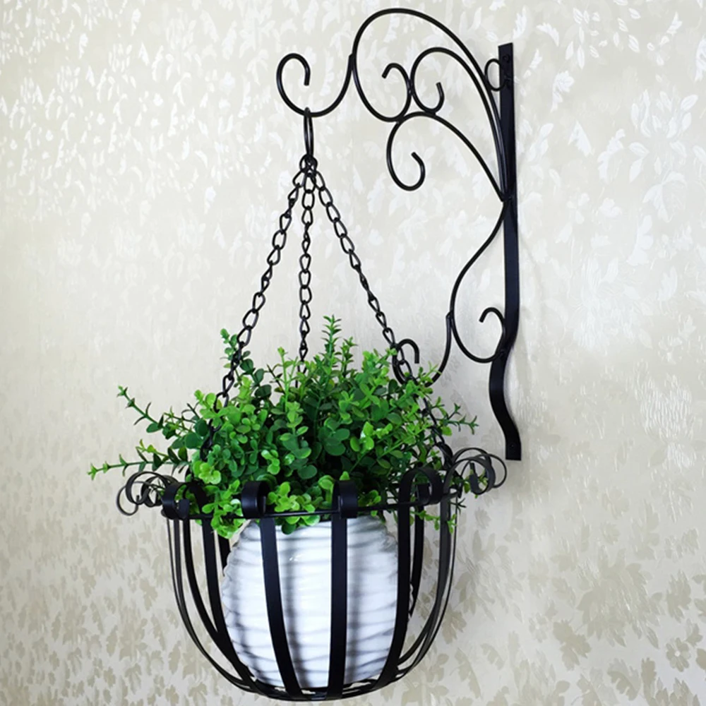 

Железный подвесной цветочный горшок, декоративная подвесная корзина для цветов, настенный подвесной цветочный горшок, декоративная подвес...