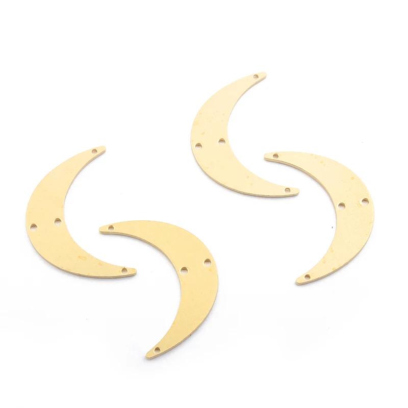 20 шт Необработанные латунные 4 отверстия полумесяц Подвески Разъем для DIY серьги