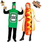 QLQ женский костюм хот-дога Косплей еда Хэллоуин смешные костюмы для пар ролевые игры мужской Октоберфест Jumspuit