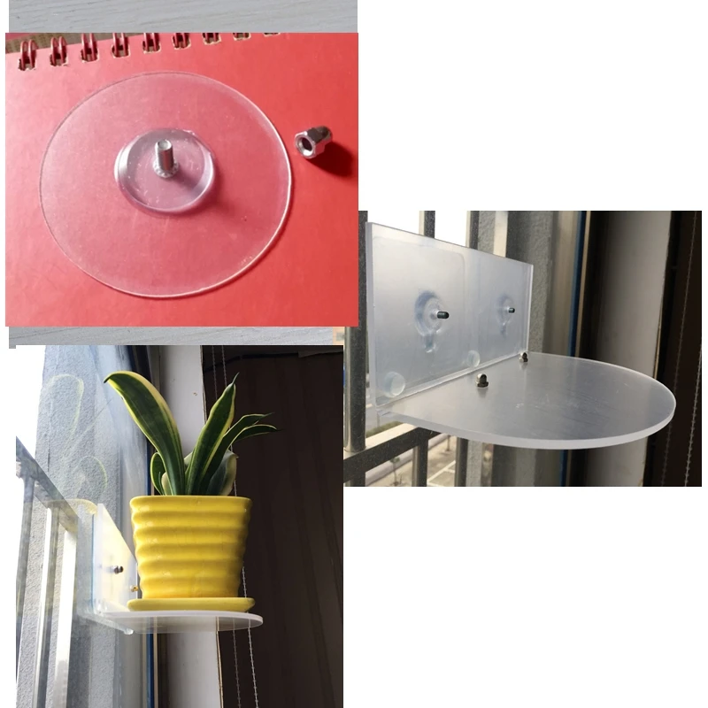 

NEW-2Pcs Acrylic Ledge Suction Cup Window Shelf Indoor Window Plant Shelf for Creating Indoor Plants Garden
