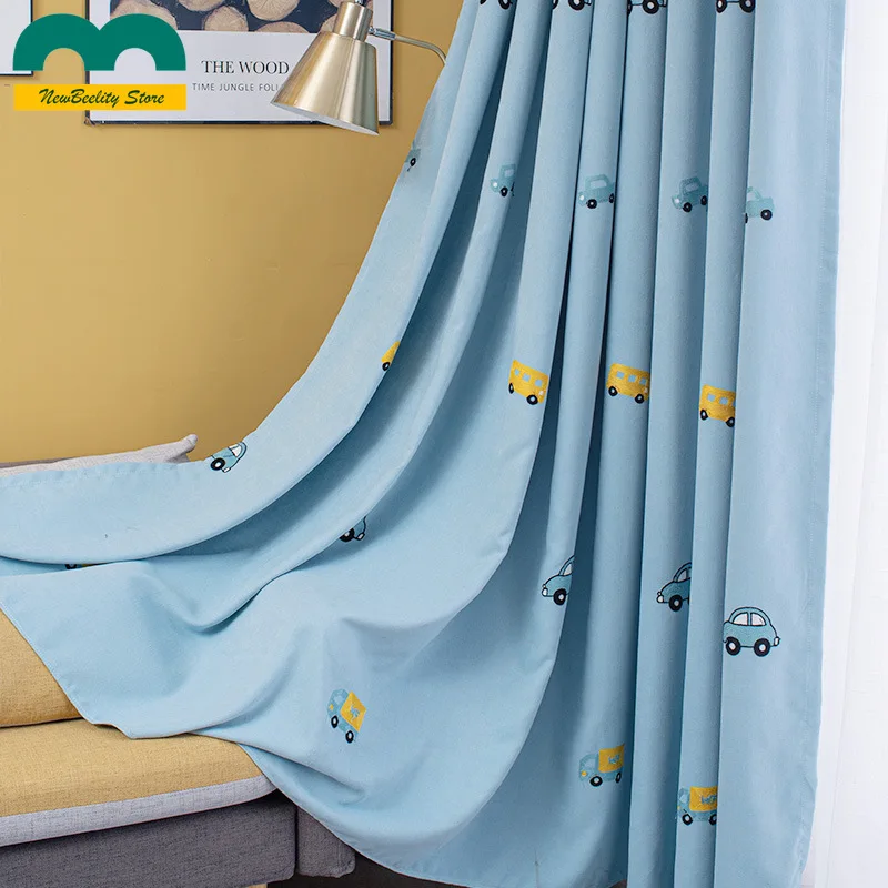 

Korean Cartoon Car Boy Curtain Embroidered Shade Finished Children Curtain Bedroom Children's Room