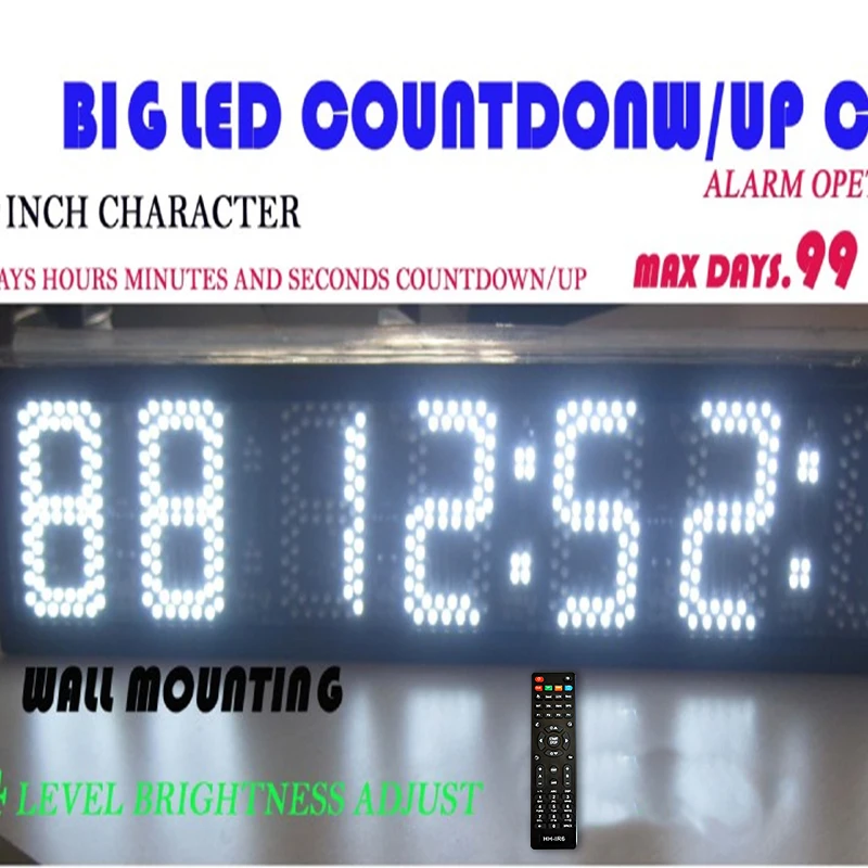 Светодиодные часы (телефон) 5 дюймов белый цвет дни минуты и секунды обратный