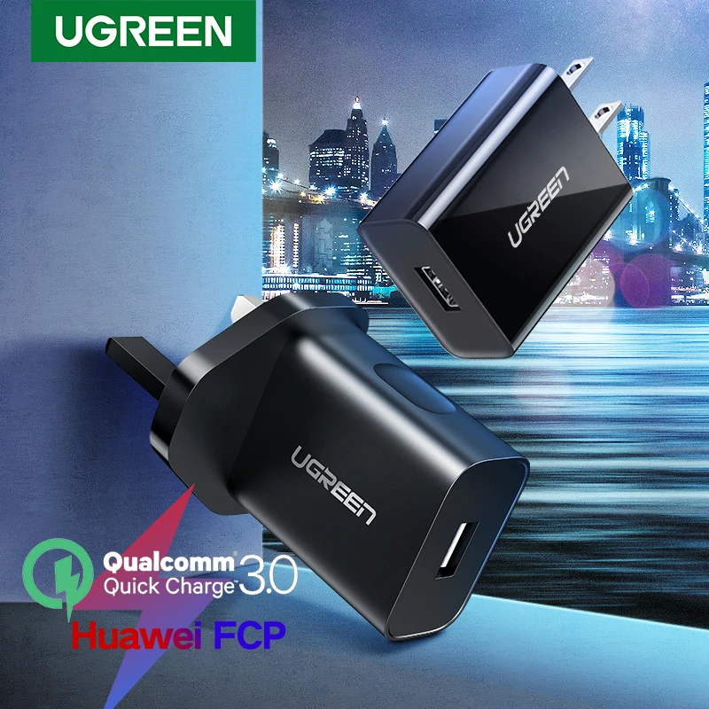 Ugreen Quick Charge 3,0 QC 18 W/US/UK USB Зарядное устройство QC3.0 быстро Зарядное устройство для samsung s10 Xiaomi iPhone huawei мобильного телефона Зарядное устройство
