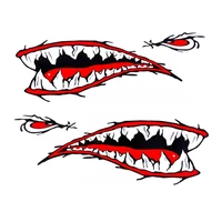 2 pcs lot diy rowing kayak rowing boat shark teeth mouth sticker vinyl decal sticker for label