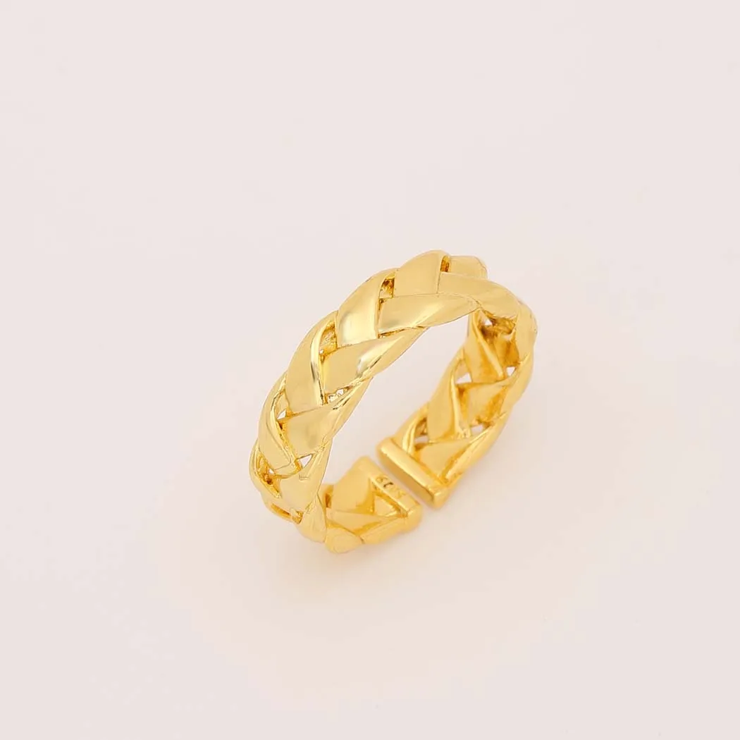 Модное кольцо неправильной формы золотого цвета гладкое регулируемое Открытое
