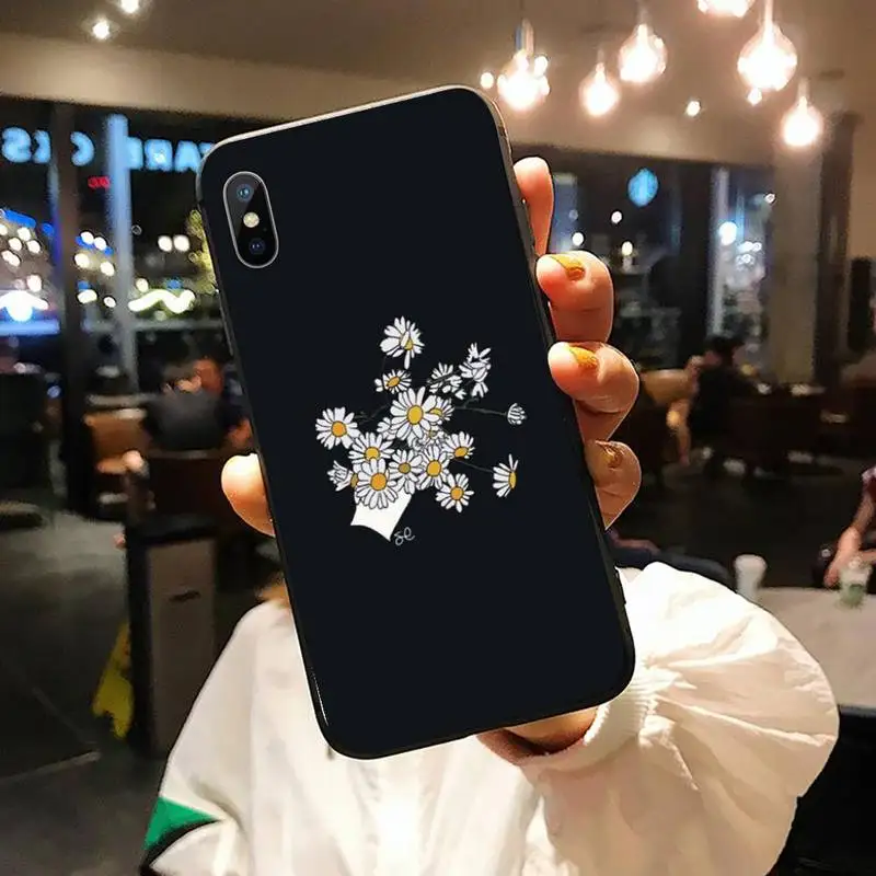 

Black art dasiy Phone Case for iPhone 11 12 pro XS MAX 8 7 6 6S Plus X 5S SE 2020 XR
