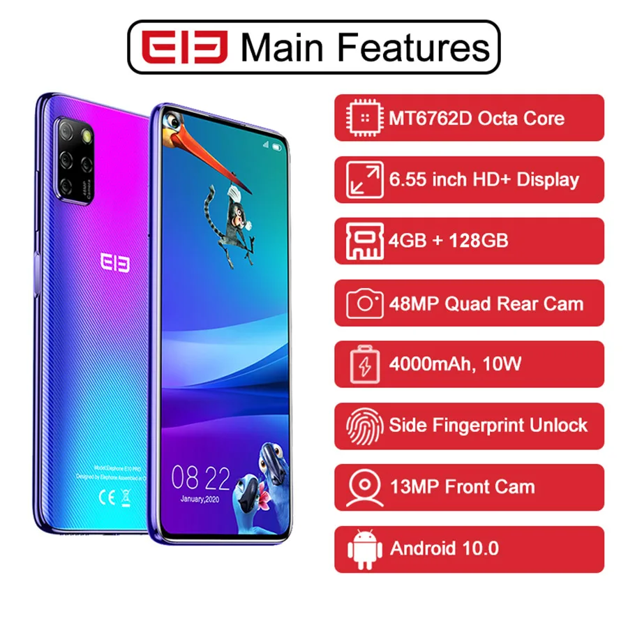 Elephone E10 Pro смартфон с 5 дюймовым дисплеем восьмиядерным процессором ОЗУ 4 Гб ПЗУ 128