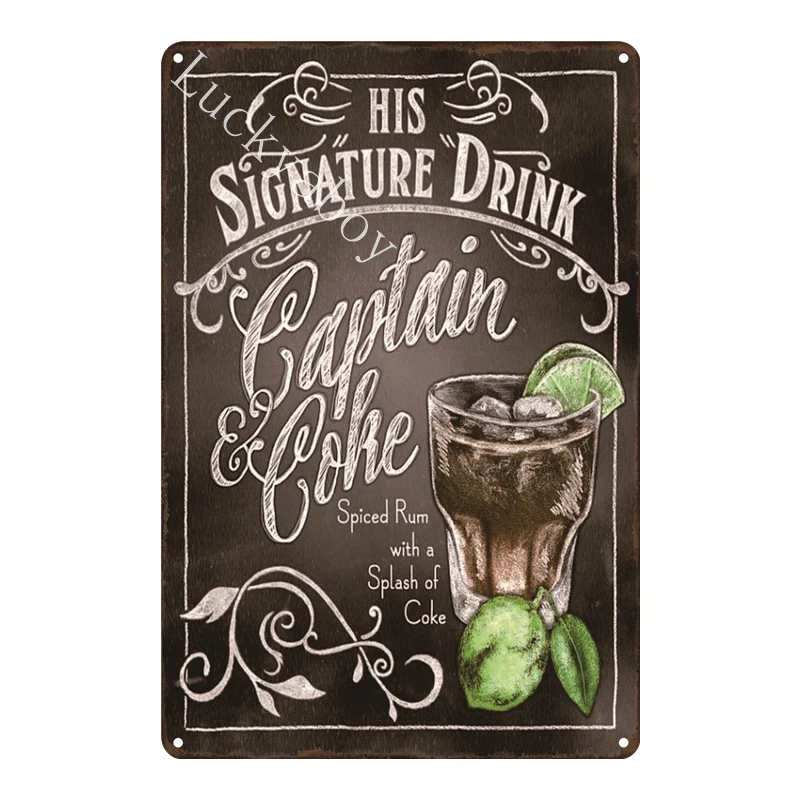 [Luckyaboy]Martini Mojito Cocktail Vintage Tin Signs Wall Plaque Custom Metal Painting Antique Gift home bar Pub Decor AL035