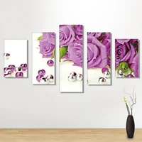 bright rose 5d diamond paintings five connected pieces room decoraitons paste all diamonds diamond painting home decoration