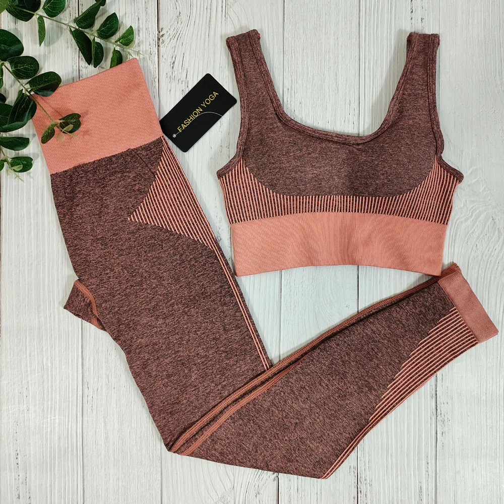 Женский бесшовный комплект для йоги спортивные костюмы фитнеса одежда спортзала