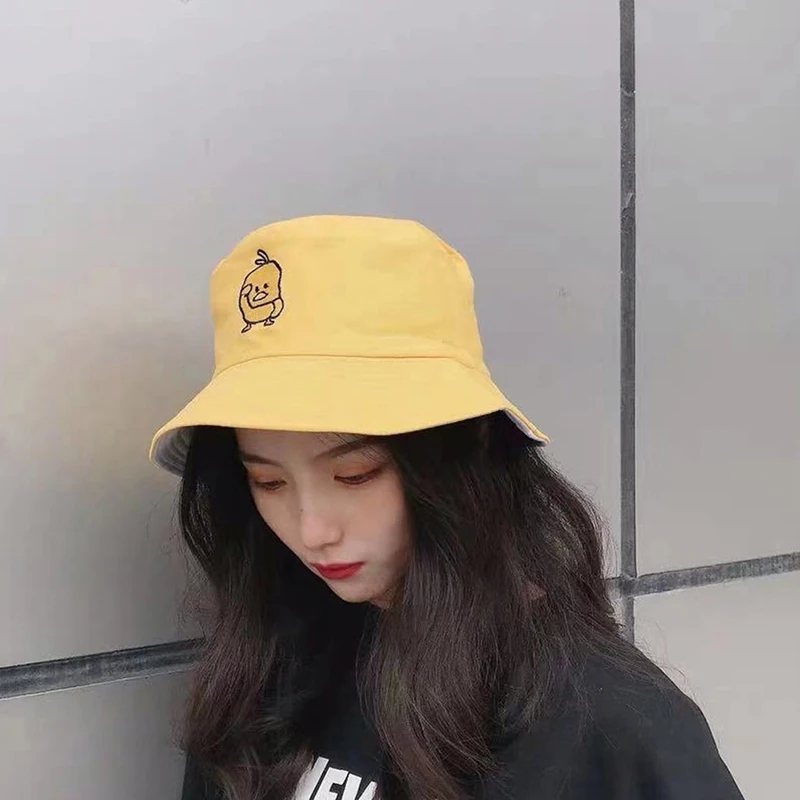

Summer Sun Hat Reversible Duck Bucket Hat For Men Women Cotton Fold Girls Beach Travel Outdoor Fisherman Hat