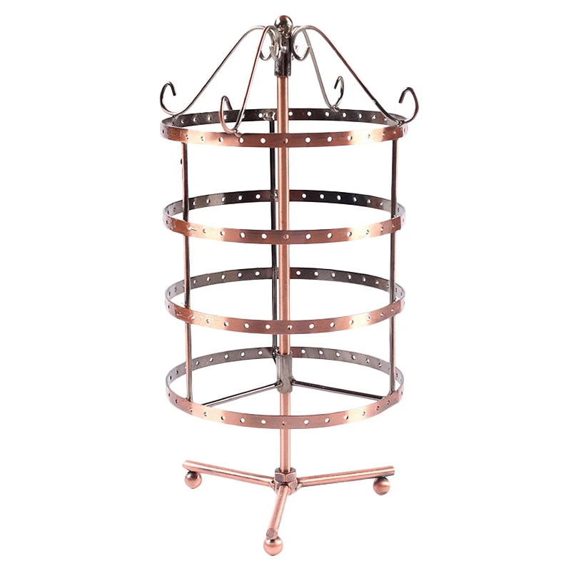 

4 Tiers Copper Color Rotating 72 Pairs Earring Holder -Necklace Organizer Stand - Jewelry Stand Display Rack Towers