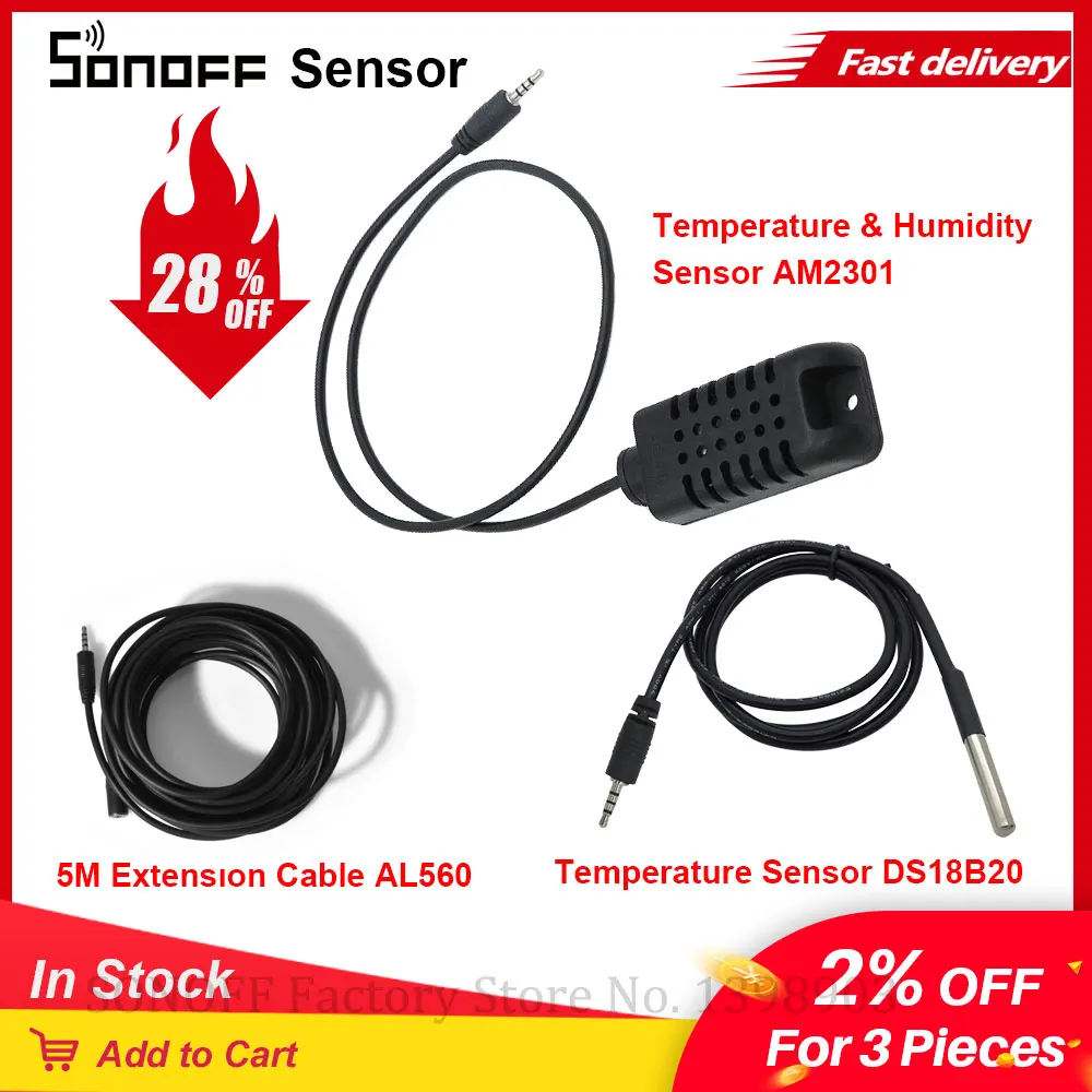 Датчик температуры и влажности SONOFF DS18B20 AM2301 датчик для умного дома TH10/ 16 wi-fi