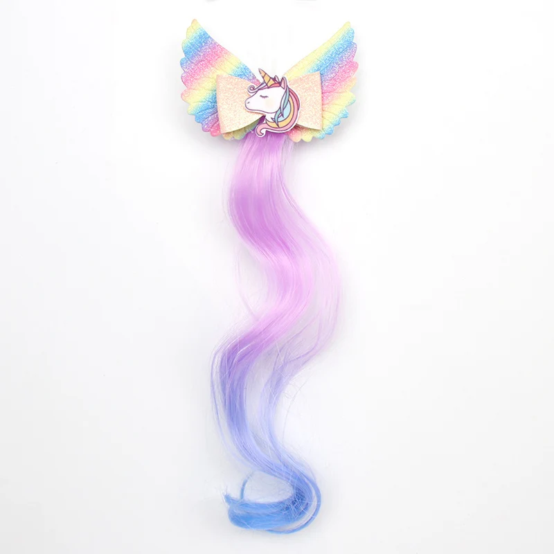 Cute Wings Unicorn Beauty Horns Baby Girls Hair Clips Wig Hairpins Kids Children Barrettes Accessories Bows | Детская одежда и