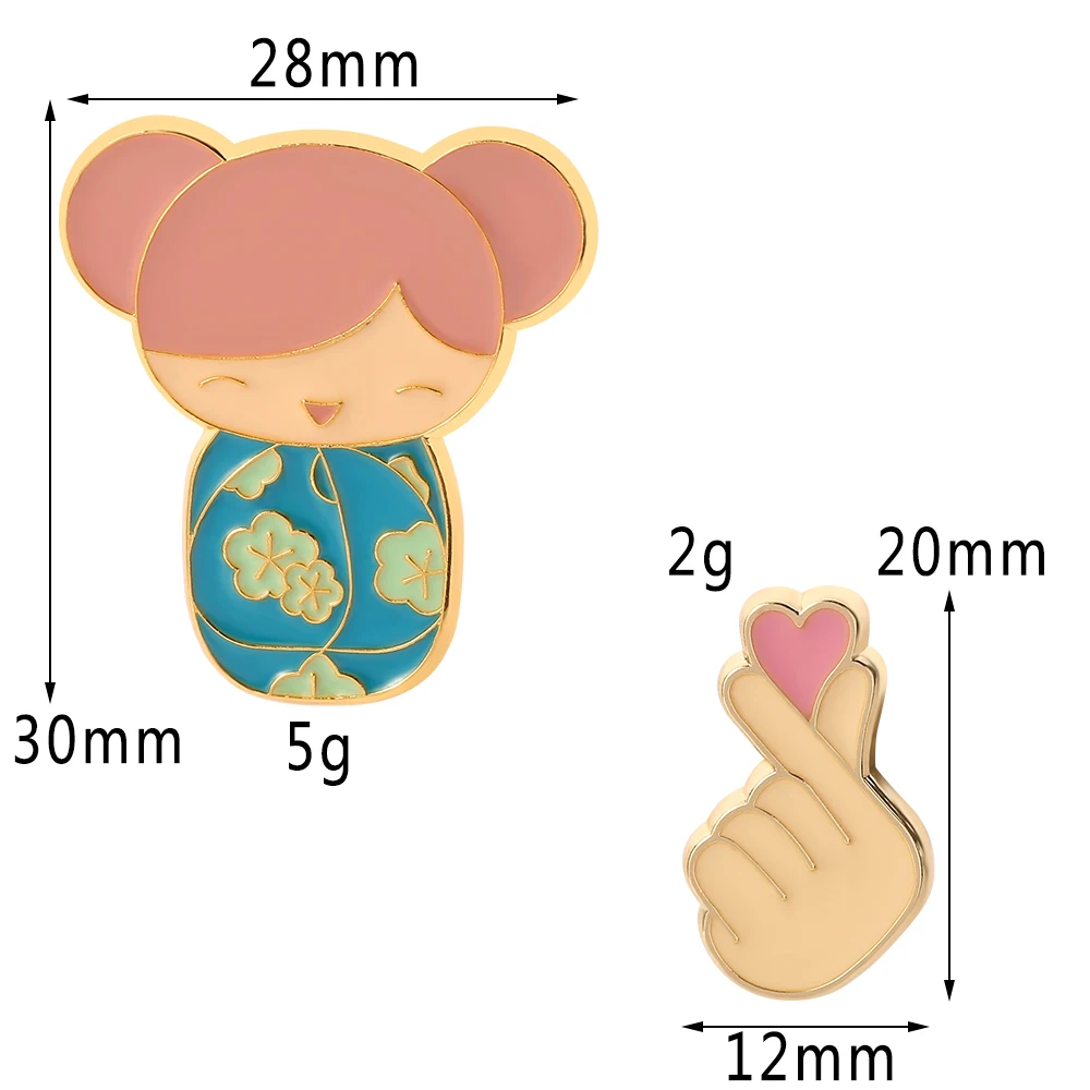 Мультфильм китайский Fuwa девушка рука эмаль булавки брошь милый корейский любовь
