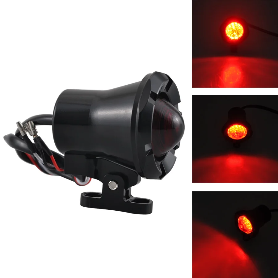 

Black Aluminum Motorcycle LED Red Lens Running Brake Lamp Tail Light For Harley Cafe Racer Chopper Bobber Scrambler Universal