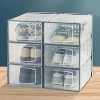 4pcs transparent shoe storage box thickened dustproof shoes organizer box flap cover folding combination shoe cabinet drawer box