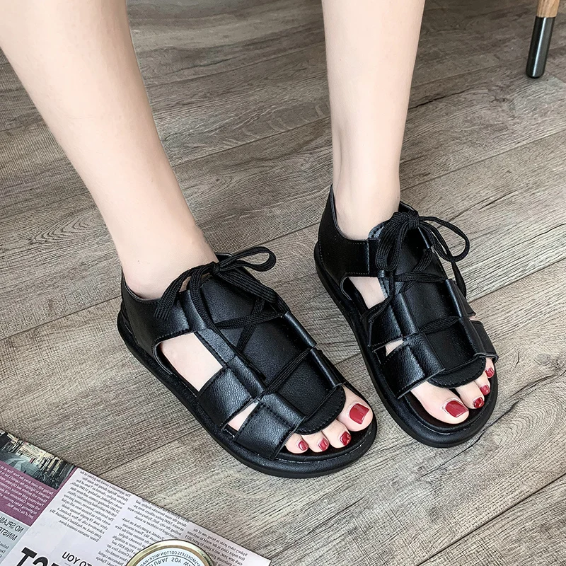 

Sandals female fairy wind 2020 summer cross strap models students wild tide sponge cake thick bottom Roman shoes Z745