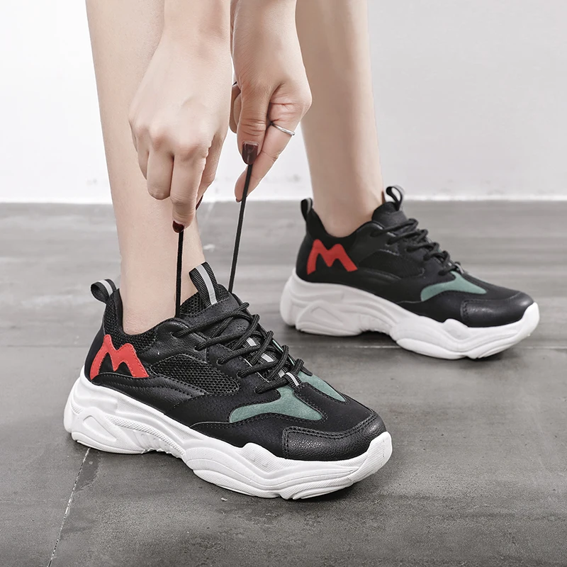 2020 Spring Summer Autumn women Fashion sneakers female casual shoes platform PU leather classic lace up s084 | Обувь