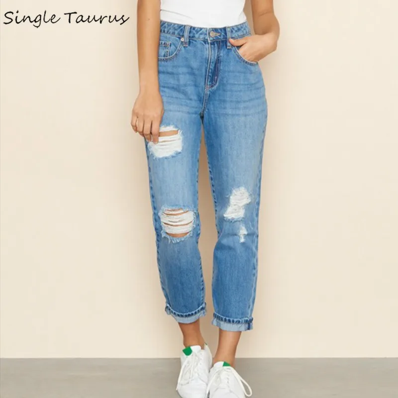 

High Waist Fashion Ankle Length Wide Leg Mom Jeans Women 2020 Spring Summer Washed Blue Denim Pants Streetwear Women Clothes