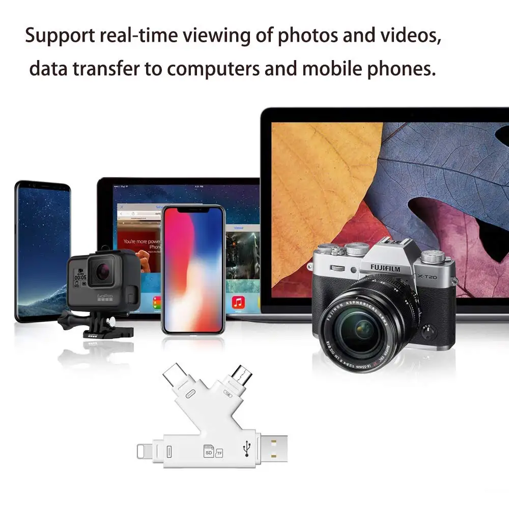 Кардридер LYBALL 4 в 1 TF Micro SD SDHC с разъемом USB Type C внешний флеш накопитель для