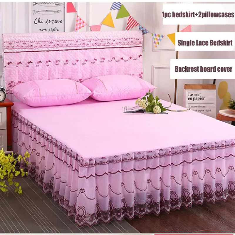 Однотонный Комплект постельного белья из 3 предметов с кружевными краями