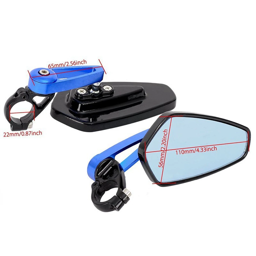 

7/8" 22mm Aluminum Alloy Universal Motorcycle Handle Bar End Rearview Side Oval Mirrors Anti-Glare for Yamaha