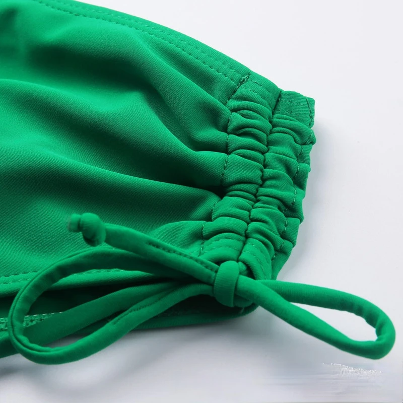 

Sexy White Floral and Green Feminine Bikini Sets Swimsuit Two Pieces Lace Up Biquini Swimwear Women 2021 New Beach Bathing Suit