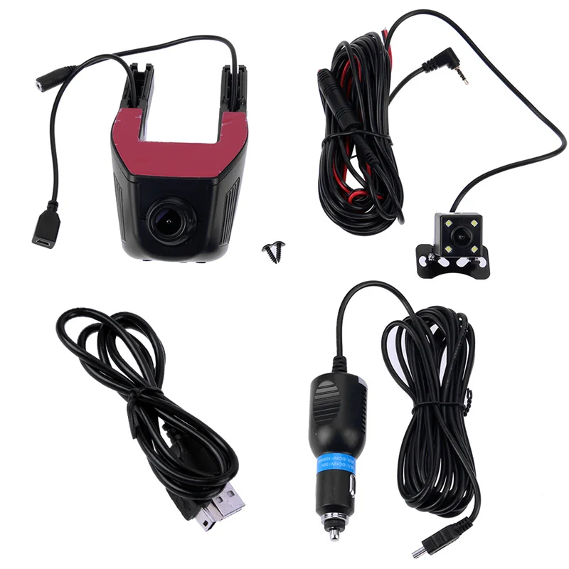 Мини WiFi Автомобильный видеорегистратор Камера Dashcam 1080P цифровой видео рекордер 170 градусов g-сенсор детектор движения Dash Cam видеокамера для авто - Название цвета: Dual Lens