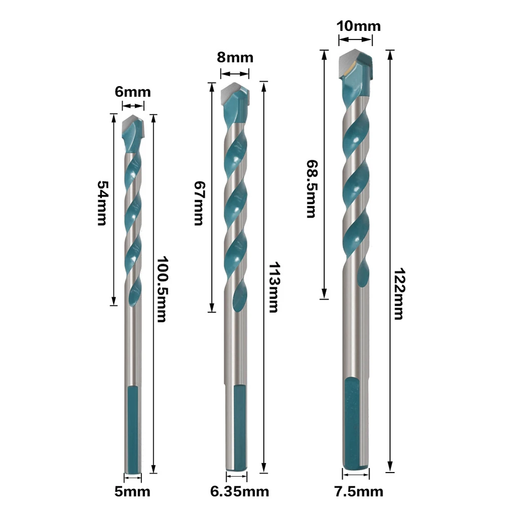 

5Pcs Multifunctional Drill Bits Ceramic Wall Glass Punching Hole Working Set For Red Brick, Ceramic Tiles, Concrete