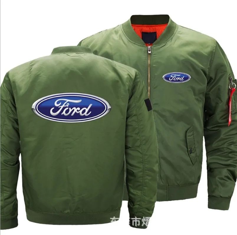 

2021 NEW Mens Warm FORD Fly Pilot jacket Car Logo Print Sweatshirt Hip Hop Male Clothing jacket t5h