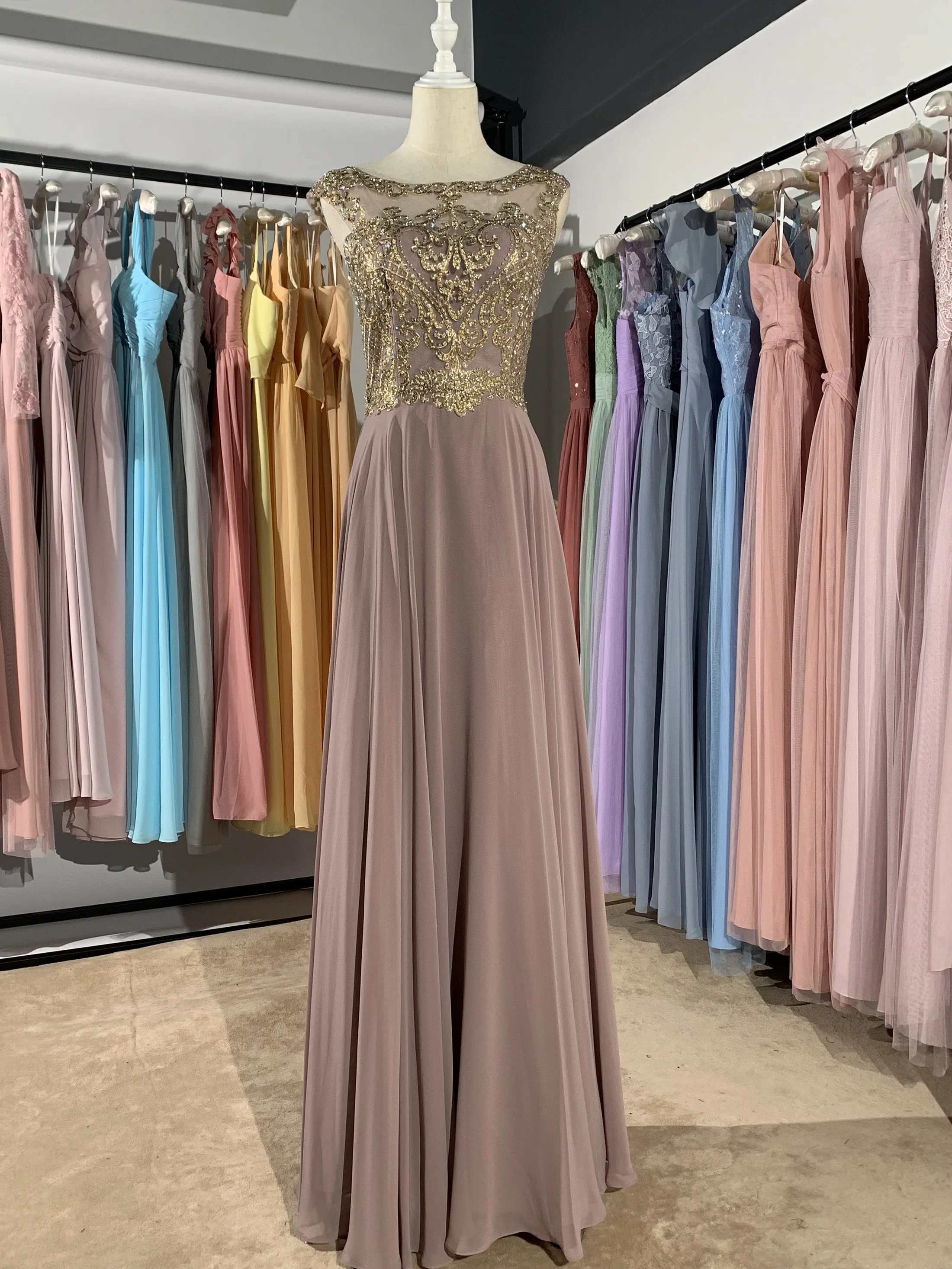 

lavender grey prom dress 2021 new different color Bronzing lace flower long Beading luckgirls Ruched Customizable fashion mocini