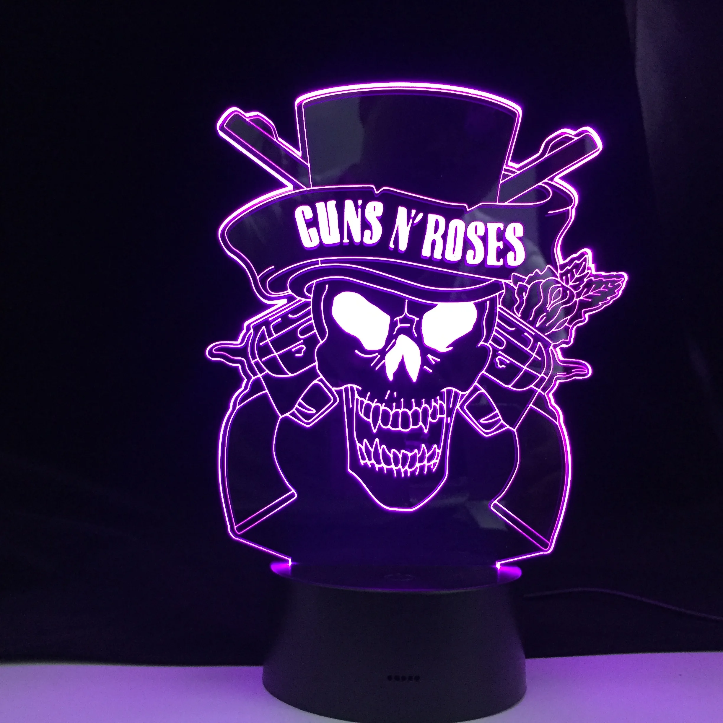 Пистолеты N' Roses 3D ночника Usb сенсорный Сенсор подходит для лампы подарок фанов