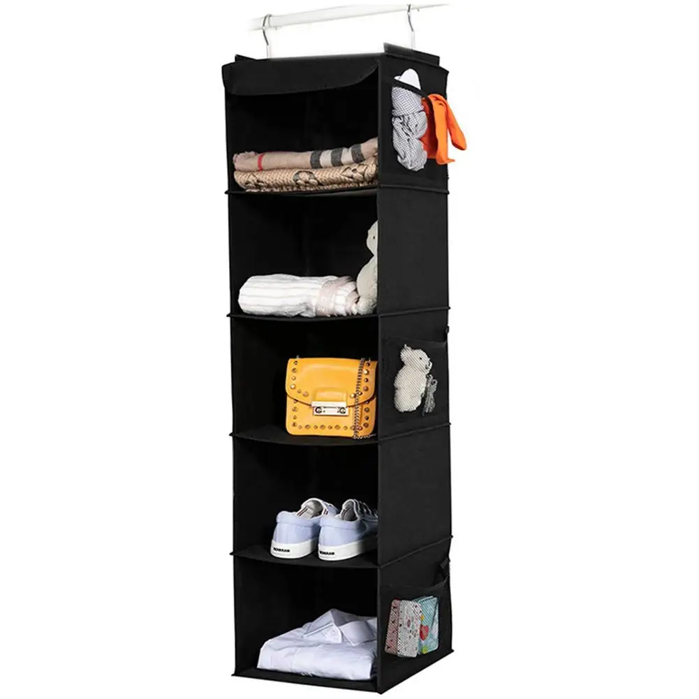 

Подвесные полки для шкафа, органайзер для хранения в шкафу, 6 боковых сетчатых карманов, подвесные полки для хранения одежды и аксессуаров, х...