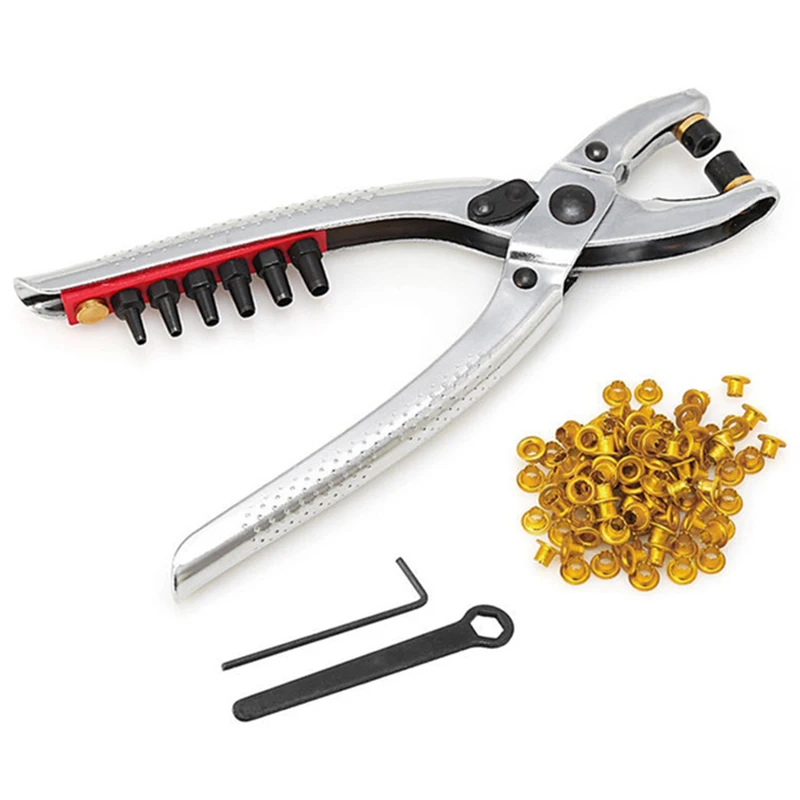 Hot Metal Rivets Eyelet Hole Punch Pliers Tool With 100Pcs Eyelets Grommets 2Pcs For Shoes Bags Leather Belt | Инструменты